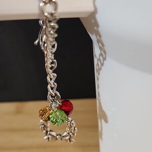 Hand Crafted Tumbler Cup Charm Christmas Wreath Stanley Cup Water Bottle Silver